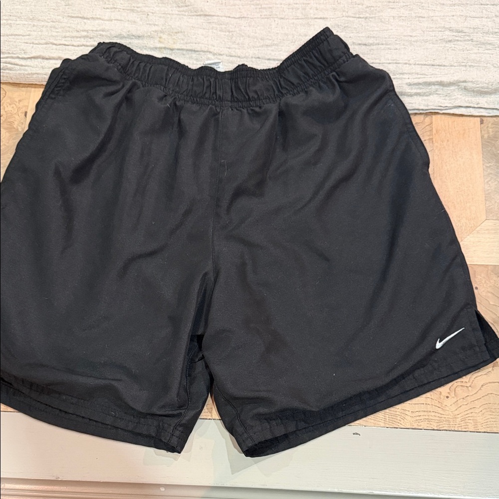 Nike Black Men's Athletic Shorts with White Swoosh Logo